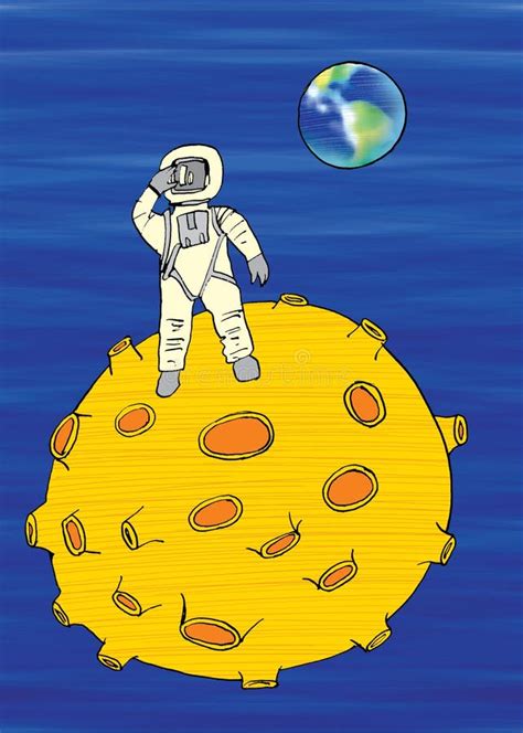 Man On The Moon Cartoon Stock Illustration Illustration Of Space
