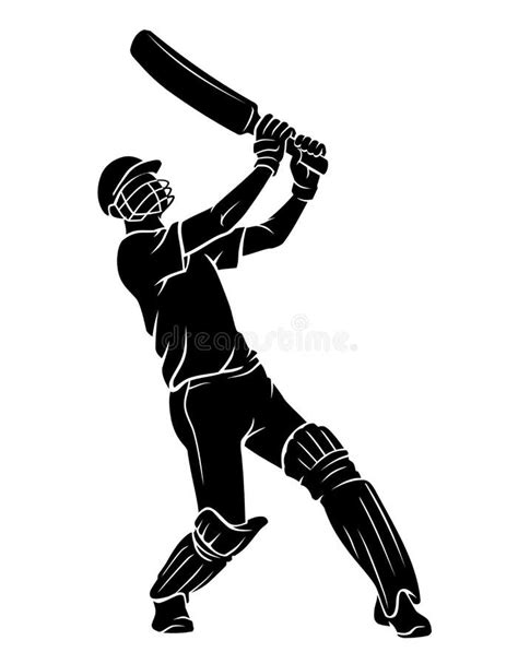 Cricket Player Hit High Bat Swing Illustration Stock Vector