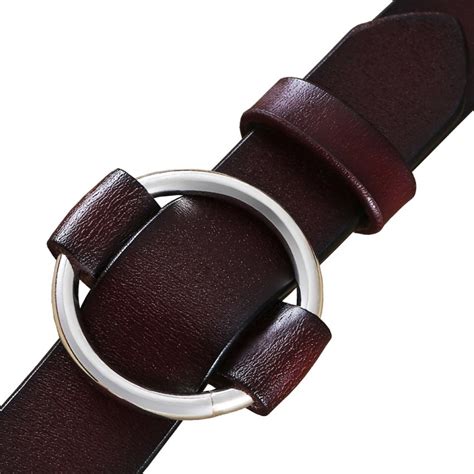 Round Buckle Genuine Leather Womens Belt Muduh Collection