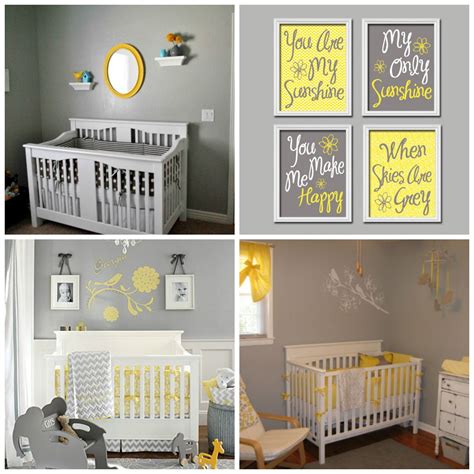 Yellow And Grey Themed Nursery Cute Wall Decor Ideas Grey Baby Room