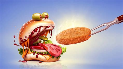 Hd Wallpaper Bacon Burger Dinner Eating Fast Food French Fries