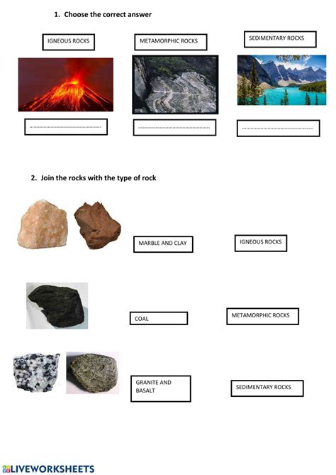 Volcanoes And Types Of Rocks Worksheet