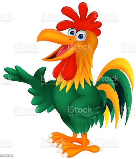 Cute Rooster Cartoon Presenting Stock Illustration Download Image Now