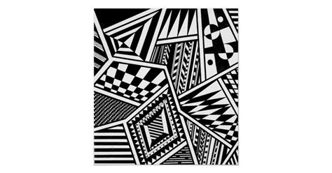 Abstract Geometric Shapes Black White Pattern Hand Poster Zazzleca