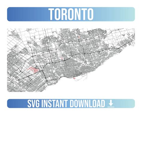 Greater Toronto Area Svg Street Map Greater Toronto Area Etsy Singapore
