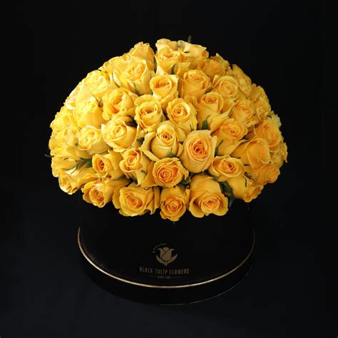 Yellow Roses In A Black Box Yellow Flower T Box Btf