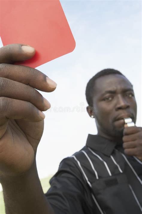 Referee Showing Red Card To Girls Playing Soccer Stock Photo Image Of