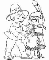Coloring Pages Native American Indian Pilgrim Thanksgiving Kids sketch template