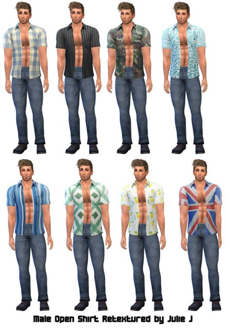 Male Open Shirt Retextured At Julietoon Julie J Sims 4 Updates