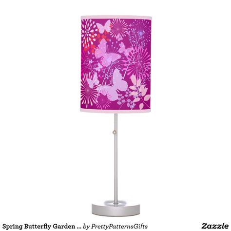 Spring Butterfly Garden Vibrant Purple Pink Girly Table Lamp Zazzle