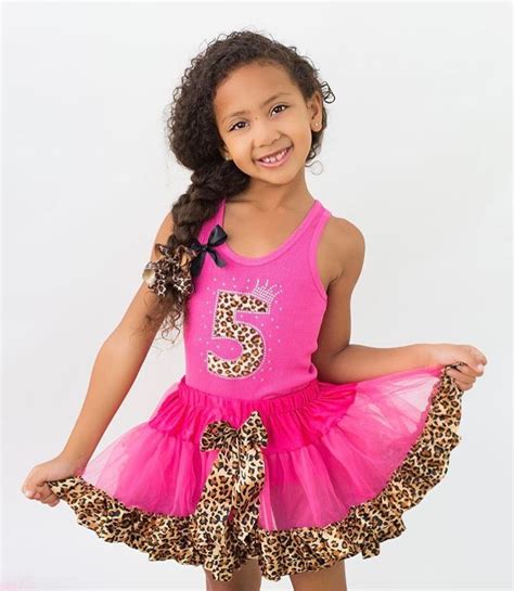 Girls Cheetah Print Hot Pink Birthday Outfit With Glitter Girls Party Outfits Birthday Girl
