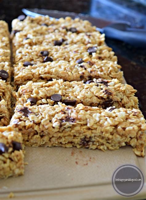 Homemade Peanut Butter Chocolate Chip Granola Bars Be Happy And Do Good