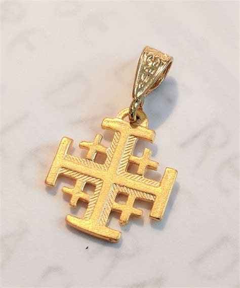 Cross Jerusalem Cross 14mm 18k Gold Vermeil Etsy Denmark
