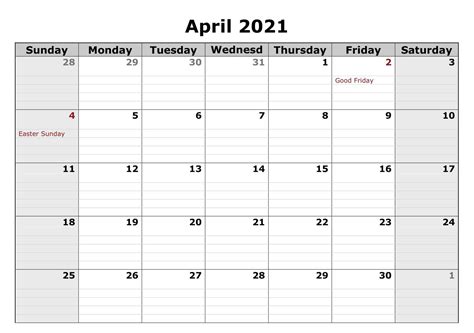 April 2021 Holidays Calendar Template In 2021 Holiday Calendar
