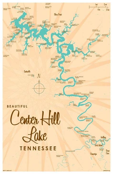 Center Hill Lake Tn Map Print Map Print Map Art Print Map Art