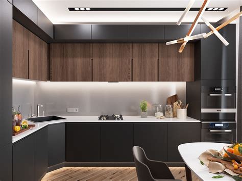 Minimalist Kitchen Designs Decorated With A Wooden Accent And Gray