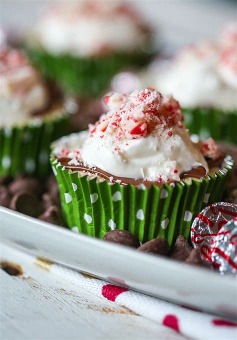 Use my white chocolate raspberry cheesecake bars recipe and see those. Mini Peppermint Chocolate Cheesecakes