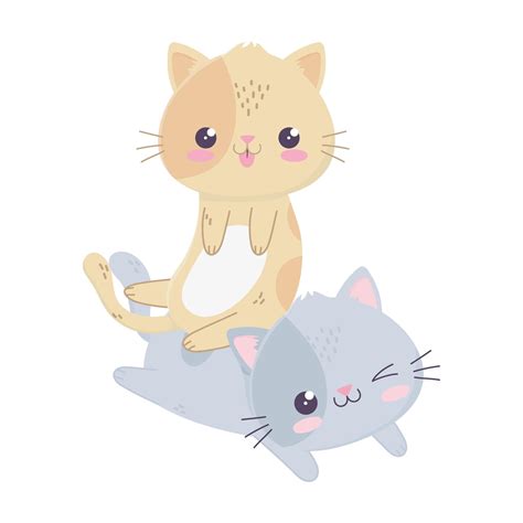 Cute Funny Little Cats Kawaii Cartoon Character Download Free Vectors