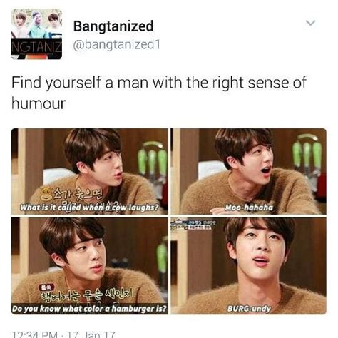 I Love Jins Humour Because It Makes Him So Ridiculously Happy Bts