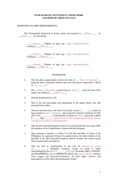 Deed Of Sale Vs Deed Of Absolute Sale Philippines - Templates Sample