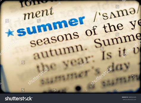 Closeup Word English Dictionary Summer Definition Stock Photo 368502449