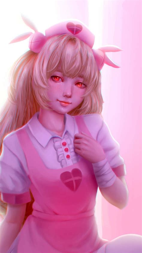 download pink dress cute anime girl red eyes art 750x1334 wallpaper