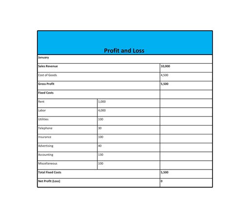 Free Printable Profit And Loss Statement Form Printable Templates