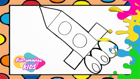 Como Dibujar Un Cohete Espacial Con Formas Geométricas 🚀🪐🔵🟩 Dibujos