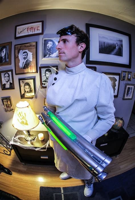 This is what translates the costume from random weirdo to mad scientist. Dr Horrible Costume + DIY Death Ray Gun