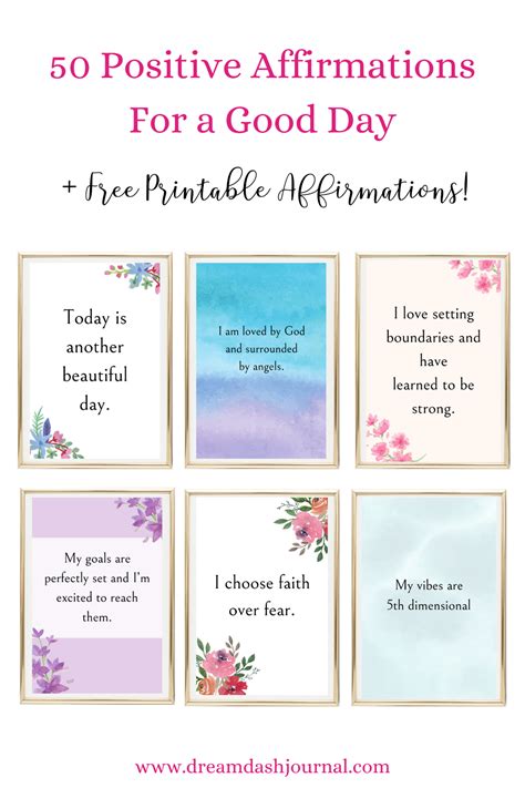 50 Daily Positive Affirmations Free Printable Affirmation Cards
