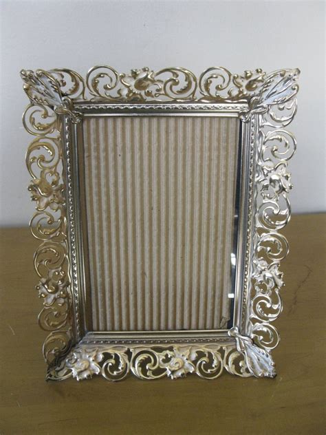 White Washed Gold Filigree Picture Frame Ornate Frame 5 X 7 Easel