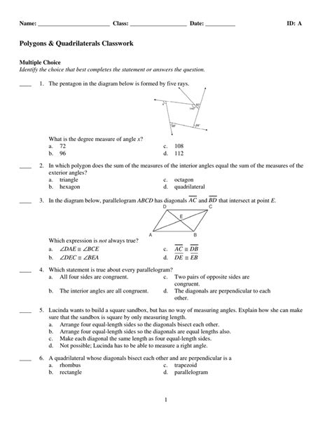 We need to findt he missing measures of each figure. Bestseller: Polygons Quadrilaterals Study Guide Answers