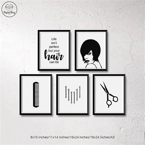 Salon Wall Art Digital Download Prints Set Of 5 Hair Salon Decor