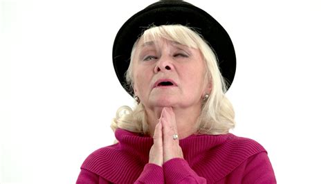 Old Lady Praying Isolated Senior Female With Closed Eyes Stock Video