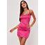 Hot Pink Satin Ruched Cami Bodycon Mini Dress  Missguided Australia
