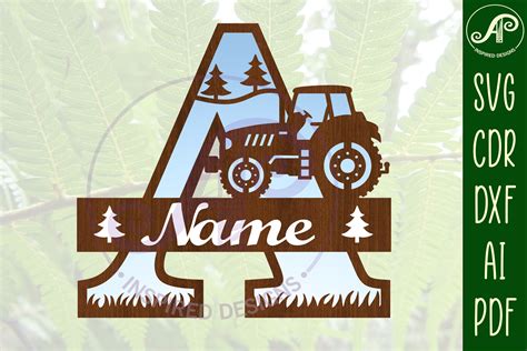 Tractor Monogram Svg Letter A Cut File Graphic By Apinspireddesigns