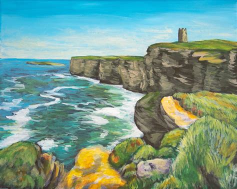 Scottish Coastline Original Acrylic Painting High Quality Print