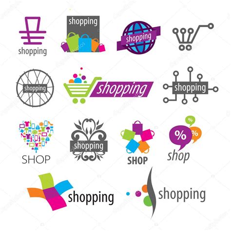 Collection Of Vector Logos Shopping Discounts And Stores — Stock Vector