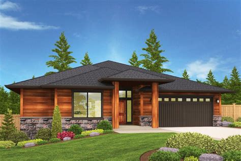 Modern Prarie Ranch House Plan With Covered Patio