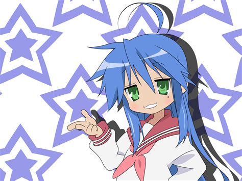 Free Download Stars Lucky Star Blue Hair Green Eyes Anime Izumi Konata