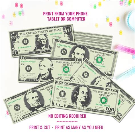 Printable Pretend Play Money Play Money Printable Money Etsy