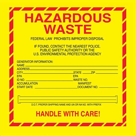 Cajas Fast Tape Logic Etiquetas Hazardous Waste Standard 6 X 6