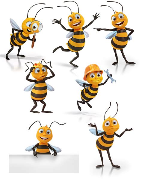3d Illustrations Of Bee Characters For Simple Site Character