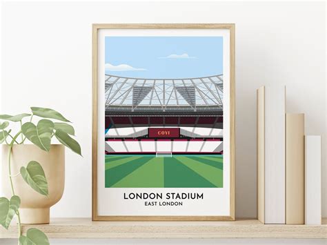 W Ham London Stadium Print Football Ground Illustrated Print T For