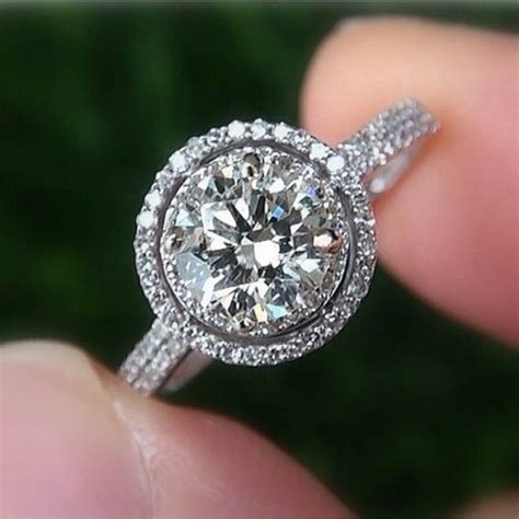 natural double halo 2 row pave diamond engagement ring setting 14k white gold setting only