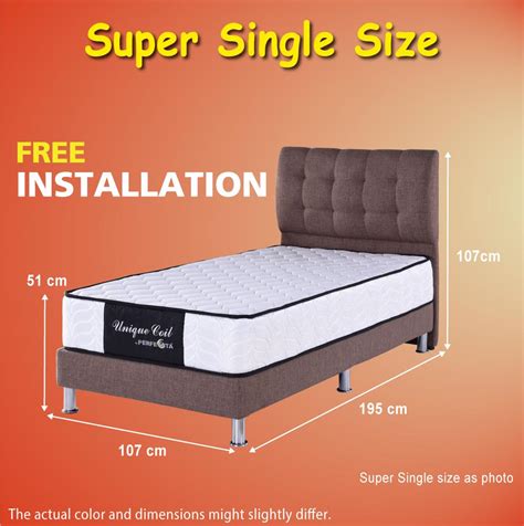 Super Single Size Fabric Bed Frame And Spring Mattress Lazada Singapore