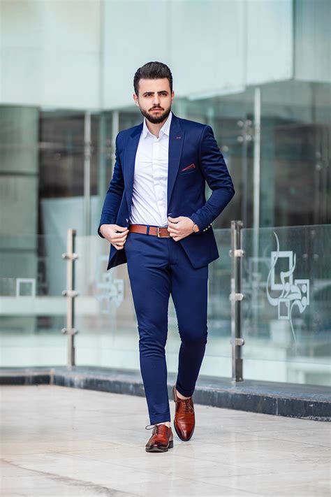 Men Suits Navy Blue 2 Piece Slim Fit Suits Formal Fashion Etsy