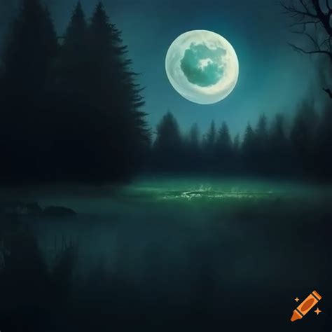haunting artwork of a moonlit meadow