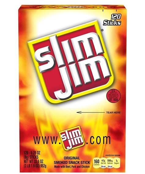 Slim Jim Smoked Snack Sticks Original 028 Ounce Pack Of