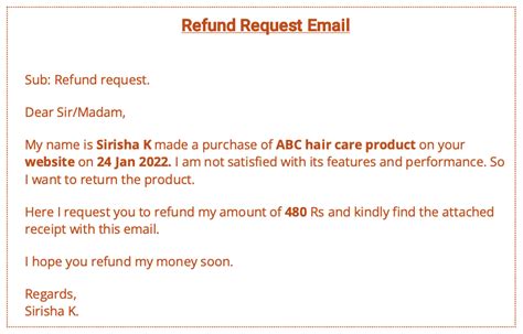 Sample Refund Request Letter Formats